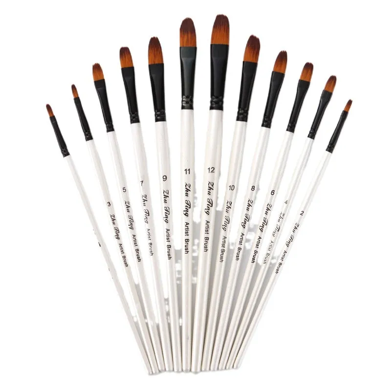 12  Nylon Wool Set Gouache Watercolor Paint Brushes Pen