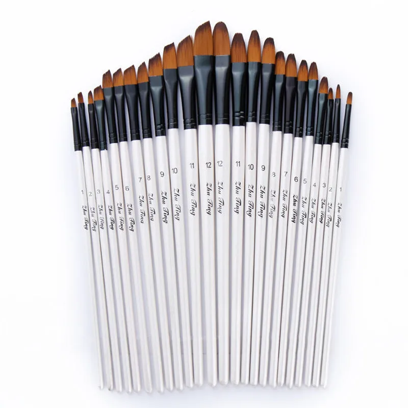 12  Nylon Wool Set Gouache Watercolor Paint Brushes Pen