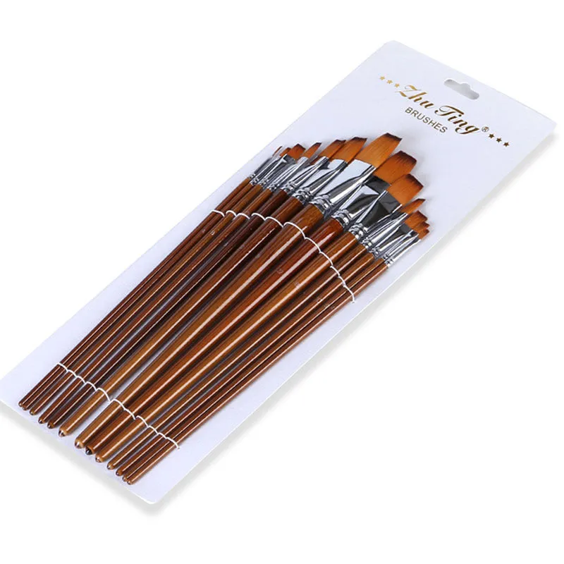 13 Double Color Nylon Hair Long Brush Holder  Paint Brushes Pen