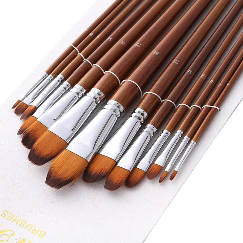 13 Double Color Nylon Hair Long Brush Holder  Paint Brushes Pen