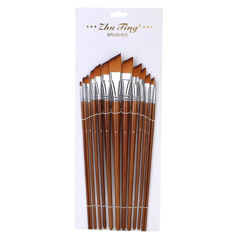 13 Double Color Nylon Hair Long Brush Holder  Paint Brushes Pen