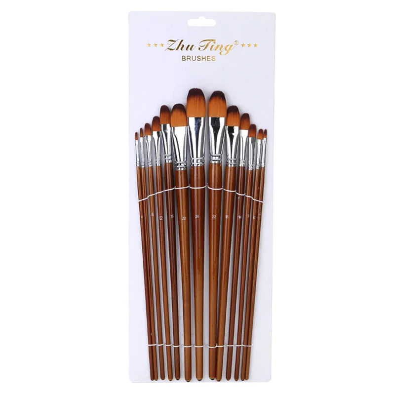 13 Double Color Nylon Hair Long Brush Holder  Paint Brushes Pen