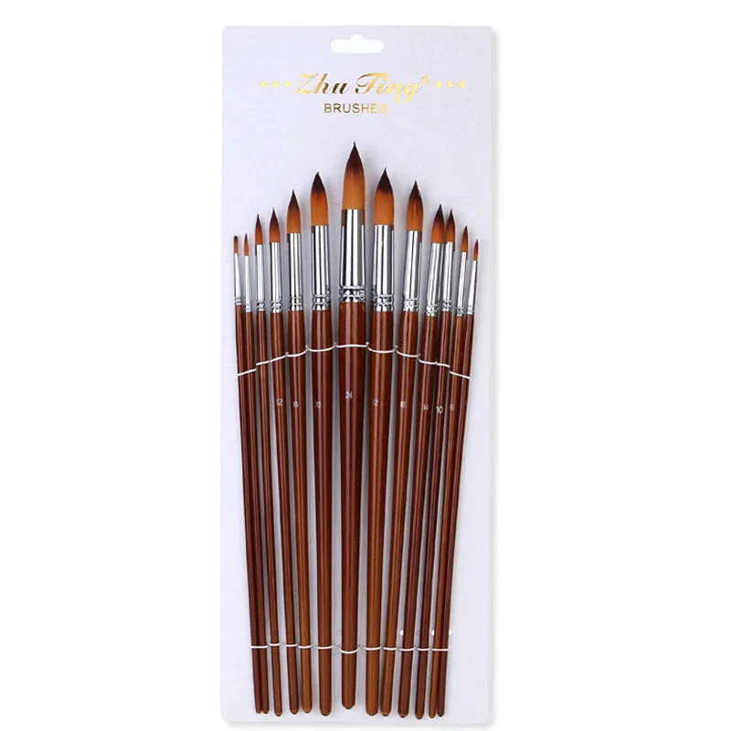 13 Double Color Nylon Hair Long Brush Holder  Paint Brushes Pen