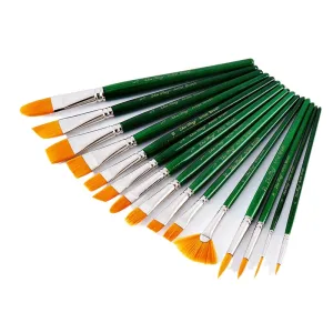 15 PCs Transparent Green Pole  Nylon Hair Brush Art