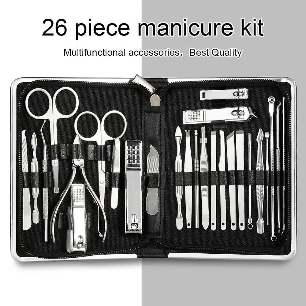 26pcs Nail Clippers Manicure Pedicure Set Nail Cutter Scissors Cuticle Nipper Nail Tools