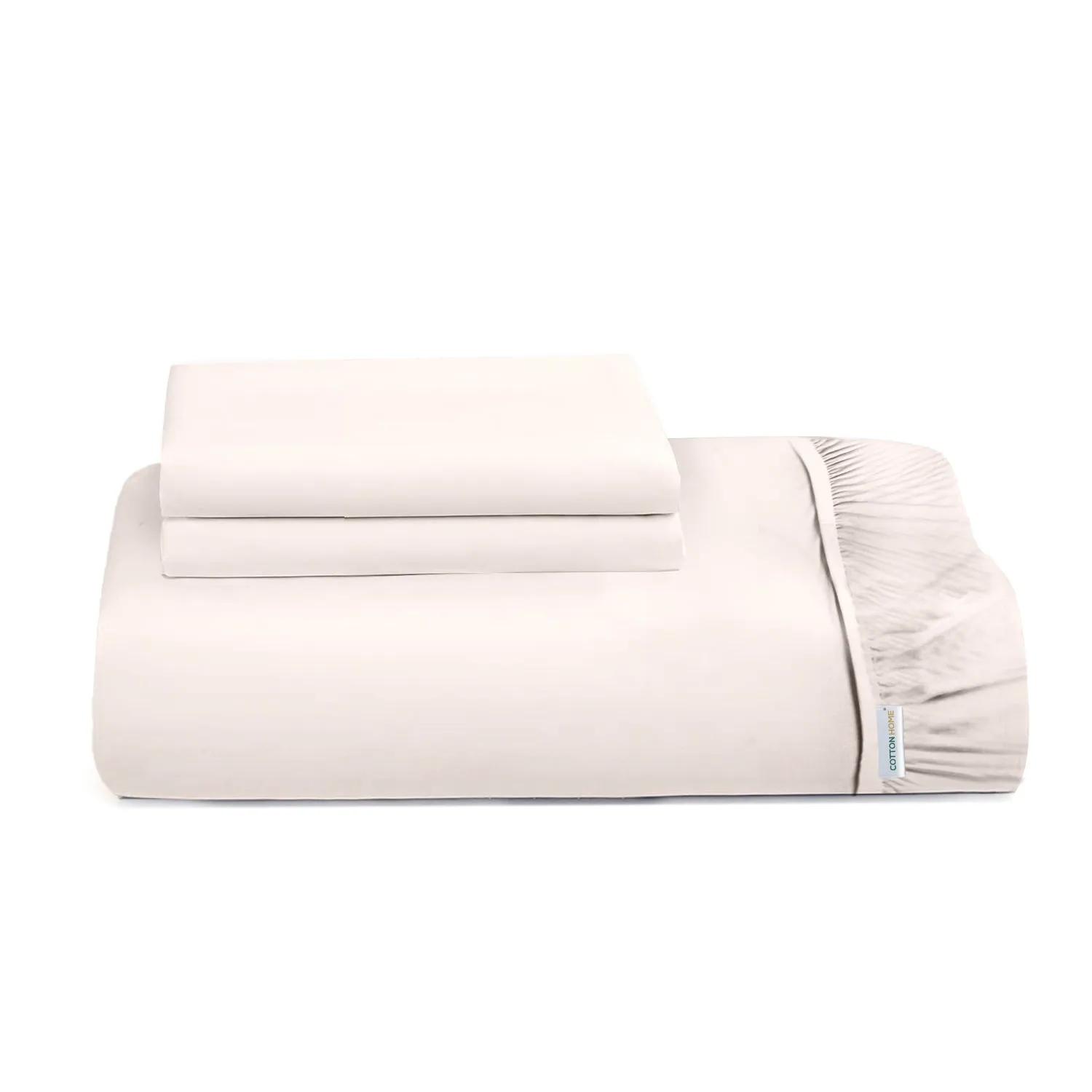 3 Piece Fitted Sheet Set Super Soft Ivory Twin Size 160x200 30cm with 2 Pillow Case