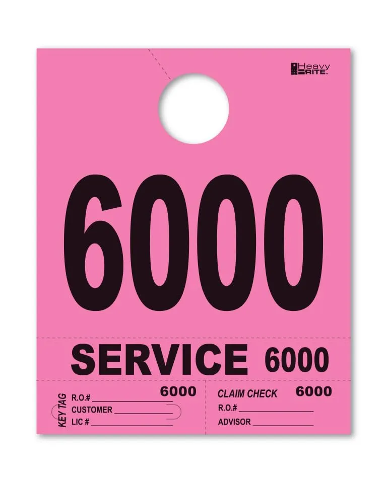 4 Part Heavy-Brite Premium Service Dispatch Numbers - Efficient Dispatch Management with Pink Bold Numbers, Customizable, Matching Key Tags, Claim Checks