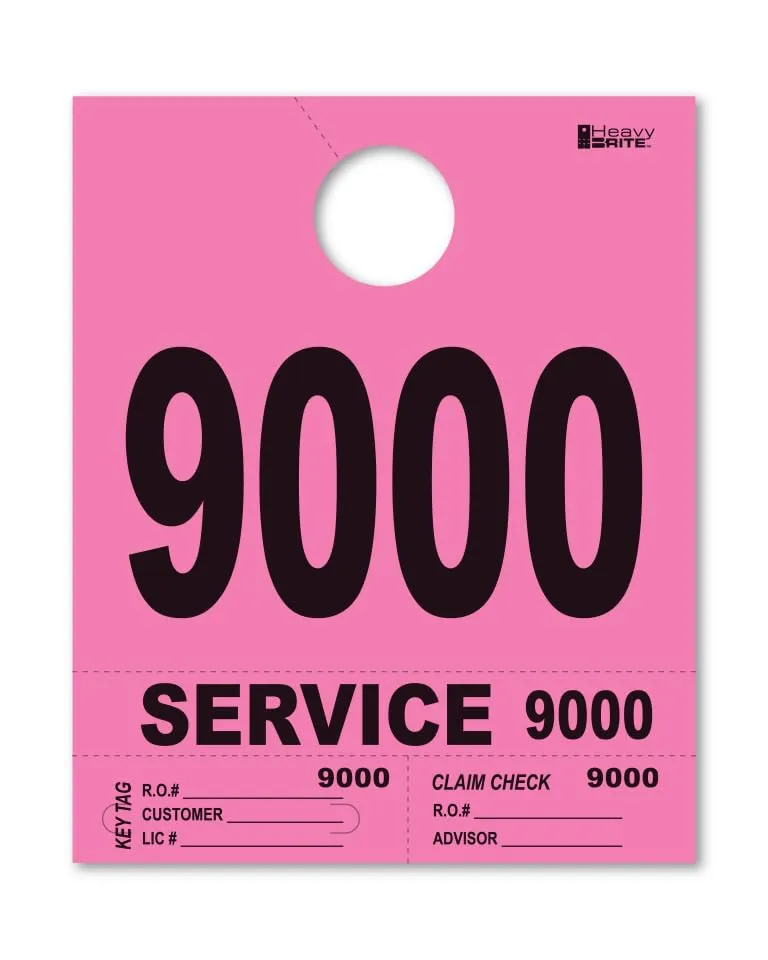 4 Part Heavy-Brite Premium Service Dispatch Numbers - Efficient Dispatch Management with Pink Bold Numbers, Customizable, Matching Key Tags, Claim Checks