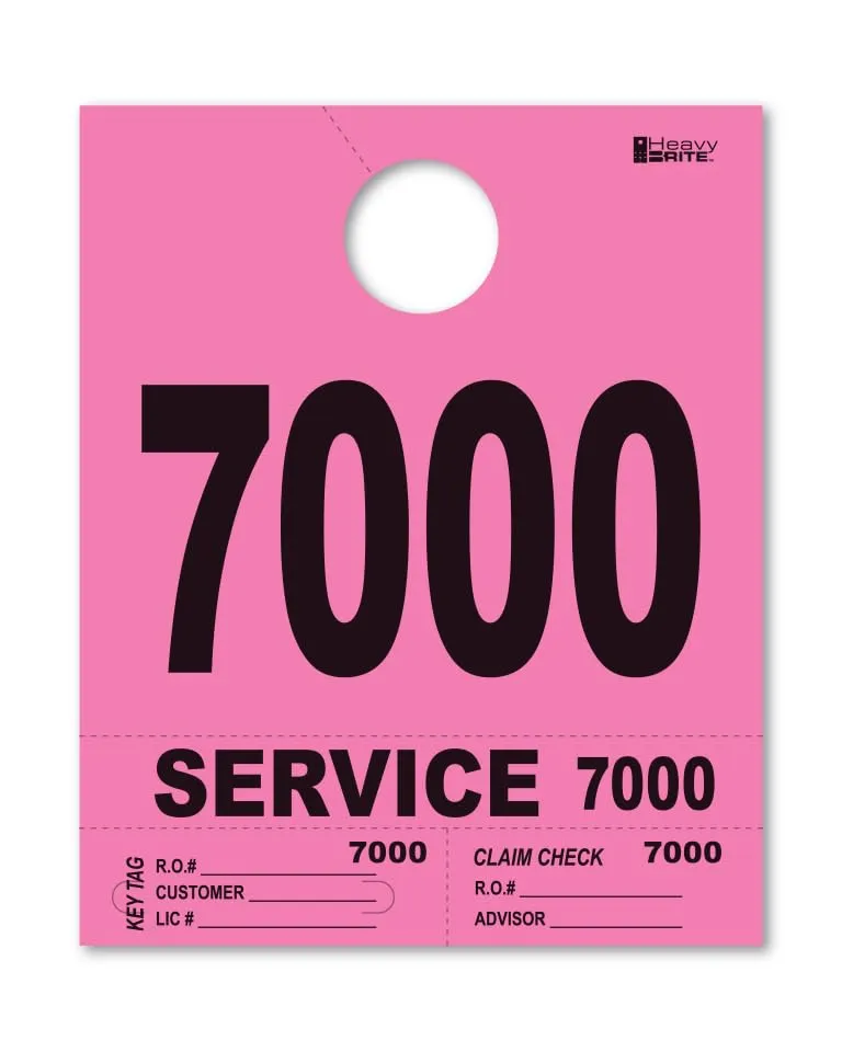 4 Part Heavy-Brite Premium Service Dispatch Numbers - Efficient Dispatch Management with Pink Bold Numbers, Customizable, Matching Key Tags, Claim Checks