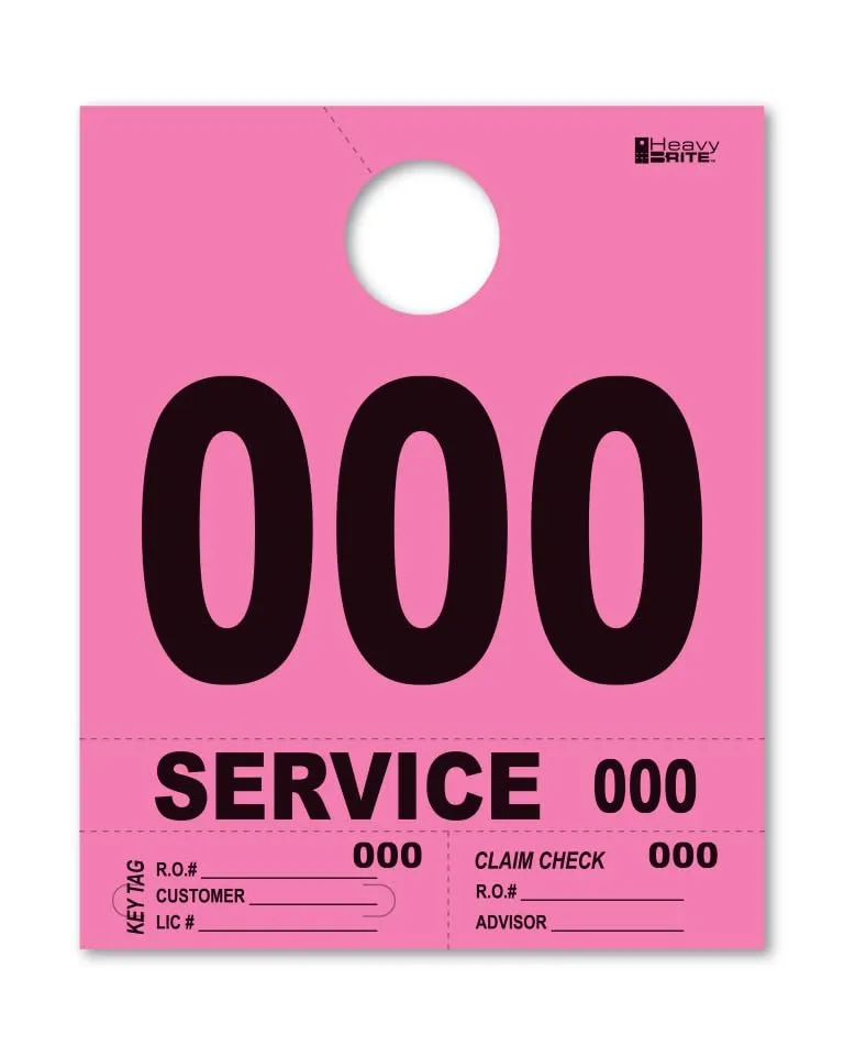 4 Part Heavy-Brite Premium Service Dispatch Numbers - Efficient Dispatch Management with Pink Bold Numbers, Customizable, Matching Key Tags, Claim Checks