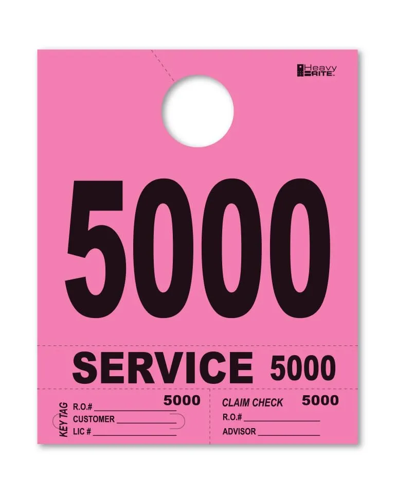 4 Part Heavy-Brite Premium Service Dispatch Numbers - Efficient Dispatch Management with Pink Bold Numbers, Customizable, Matching Key Tags, Claim Checks