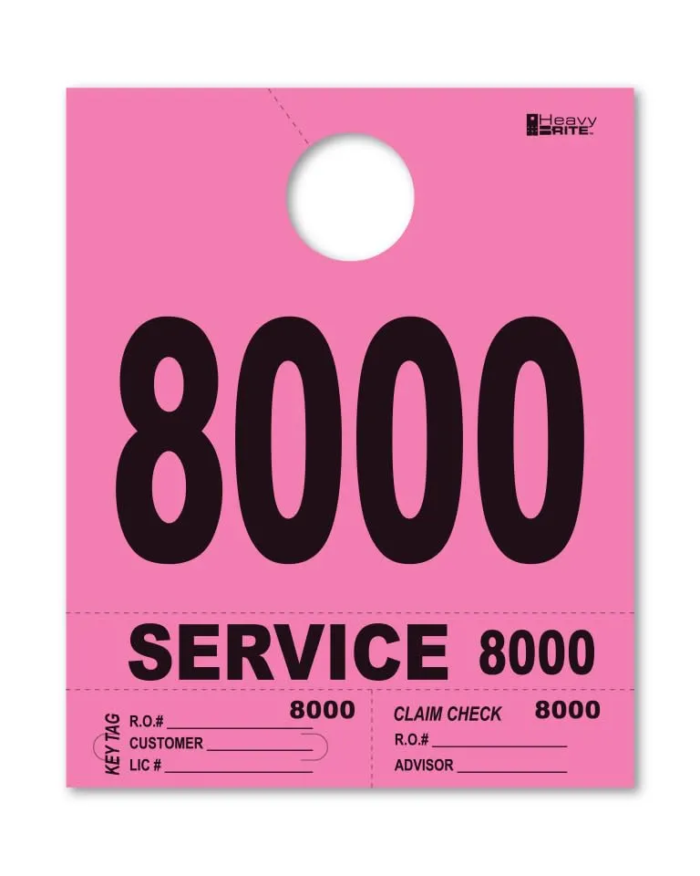 4 Part Heavy-Brite Premium Service Dispatch Numbers - Efficient Dispatch Management with Pink Bold Numbers, Customizable, Matching Key Tags, Claim Checks