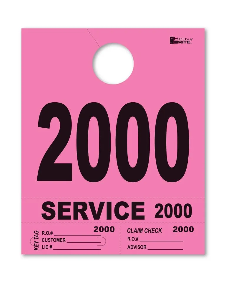 4 Part Heavy-Brite Premium Service Dispatch Numbers - Efficient Dispatch Management with Pink Bold Numbers, Customizable, Matching Key Tags, Claim Checks