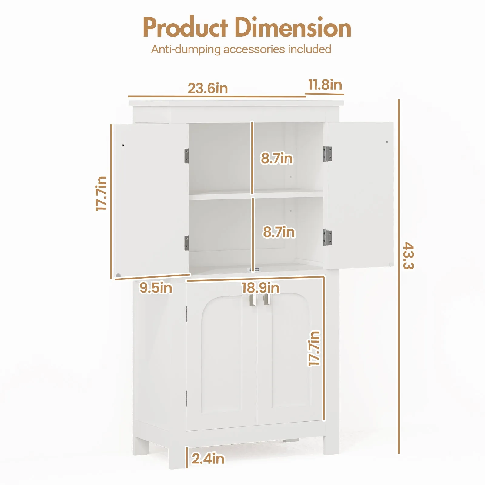 Advwin Storage Cabinet 4 Doors & Adjustable Shelves