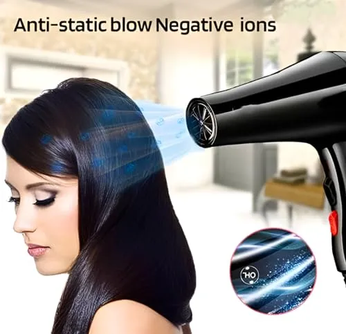 AmoonK NV-6130 1200 Watts Foldable Hair Dryer 3 Heat Settings including Cool Shot button; Heat Balance Technology (Black & RED Pack Of 1)