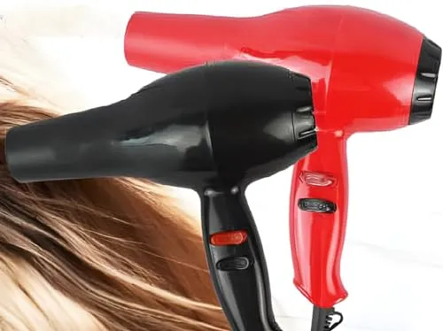 AmoonK NV-6130 1200 Watts Foldable Hair Dryer 3 Heat Settings including Cool Shot button; Heat Balance Technology (Black & RED Pack Of 1)