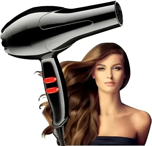 AmoonK NV-6130 1200 Watts Foldable Hair Dryer 3 Heat Settings including Cool Shot button; Heat Balance Technology (Black & RED Pack Of 1)