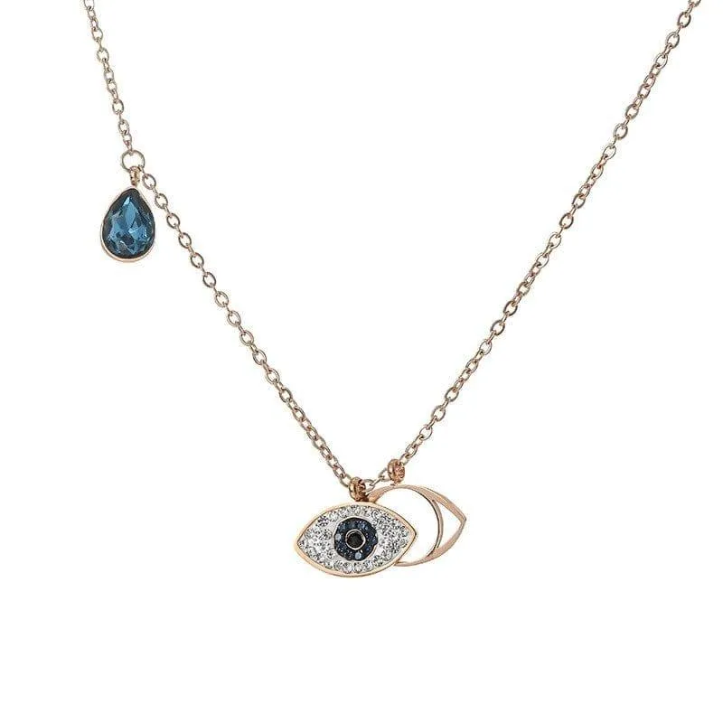 Blue Evil Eye Rose Gold Necklace