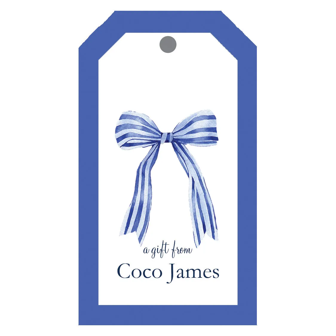 Blue Striped Bow Personalized Gift Tags