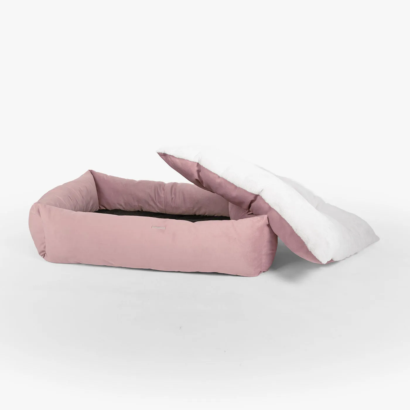 Box Bed With Removable Covers In Blossom Velvet by Lords & Labradors