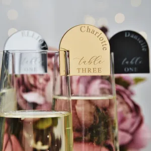 Champagne Glass Name Tags - Arched