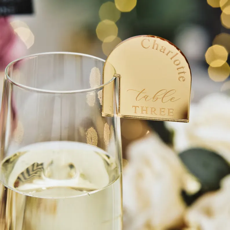 Champagne Glass Name Tags - Arched