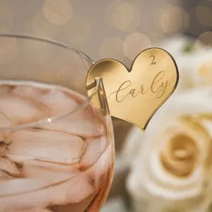 Champagne Glass Name Tags - Heart