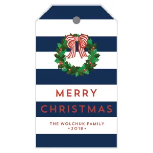 Christmas Rugby Stripe Gift Tags