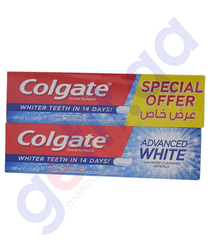 COLGATE ADVANCED WHITENING TOOTHPASTE 2X100ML