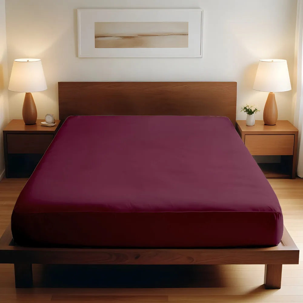 Cotton Home 1-piece Fitted Sheet Super Soft Burgundy