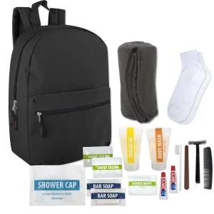 Essential Hygiene Kit Includes Backpack, Socks, Blanket & 15 Toiletries