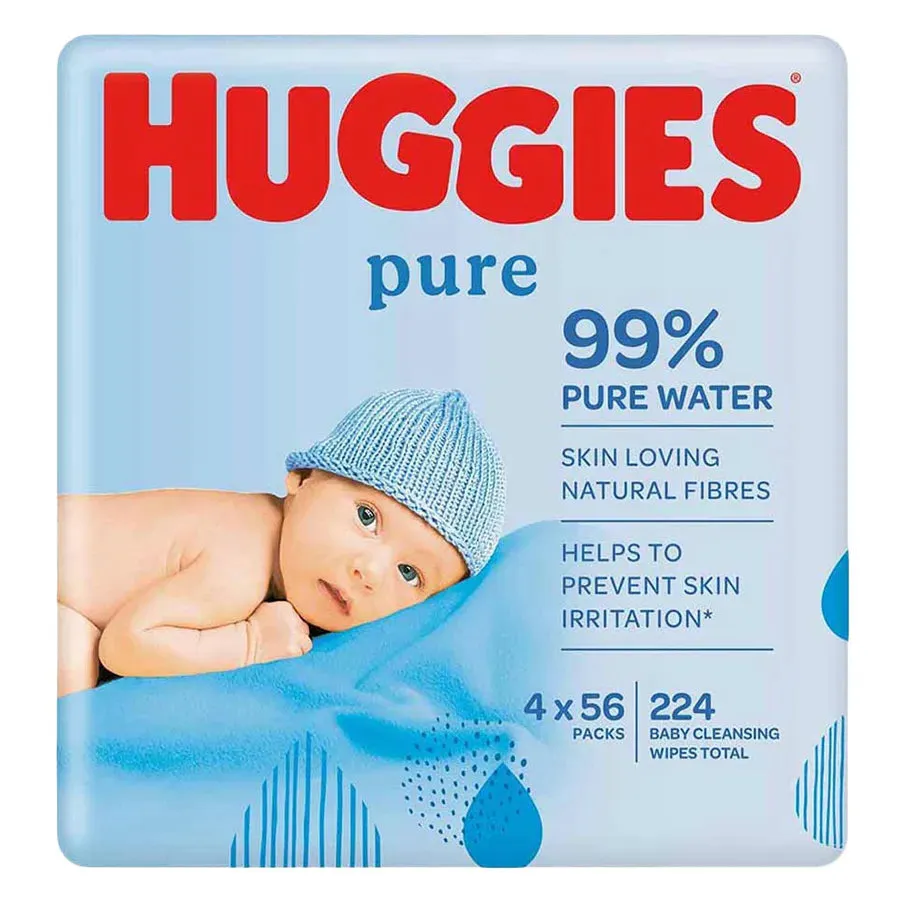 Huggies Baby Wipes Pure 56's x 4 (Value Pack)