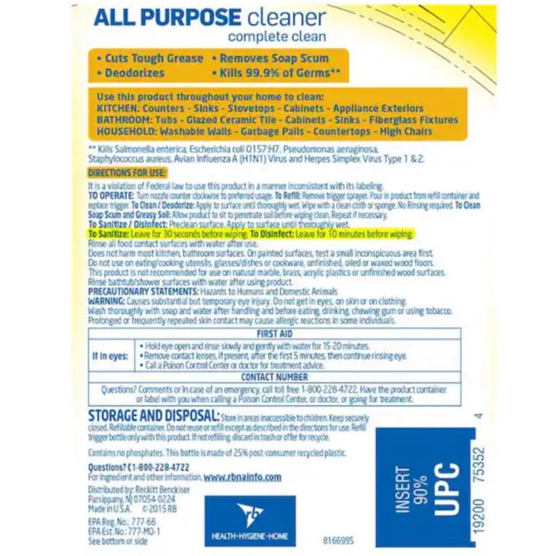 Lysol Lemon Scent All Purpose Cleaner Liquid 32 oz