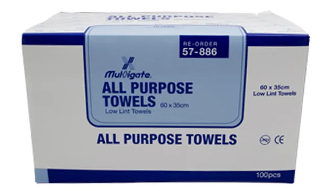 MEDICAL INDUSTRIAL ALL PURPOSE ECONOMY LOW LINT TOWEL WIPES LARGE SIZE 60cm x 35cm BOX 100