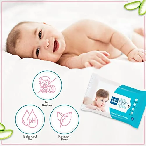 Mee Mee Baby Gentle Wet Wipes with Aloe Vera extracts, 72 counts, Pack of 3