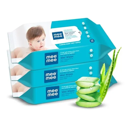 Mee Mee Baby Gentle Wet Wipes with Aloe Vera extracts, 72 counts, Pack of 3