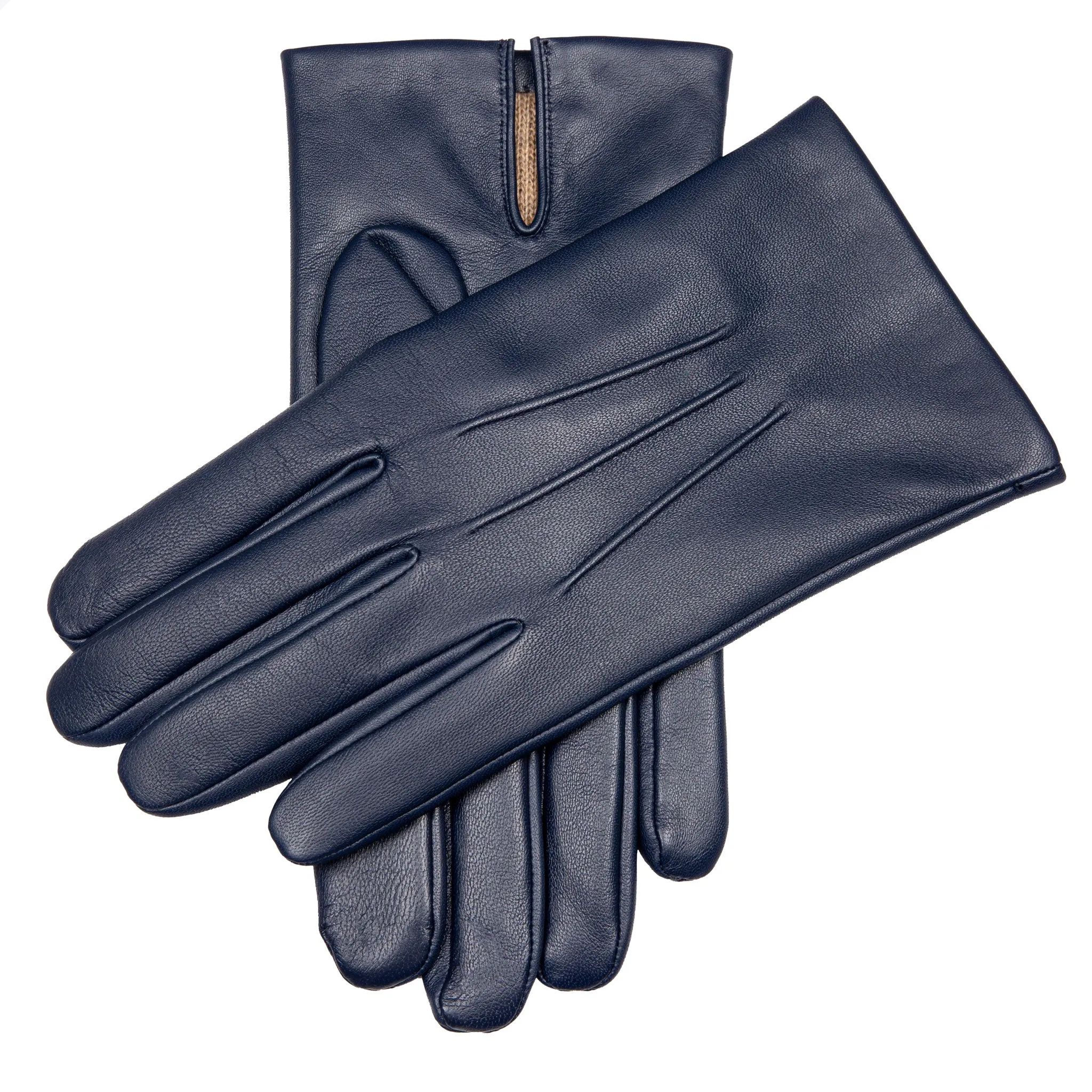 Men's Three-Point Cashmere-Lined Leather Gloves