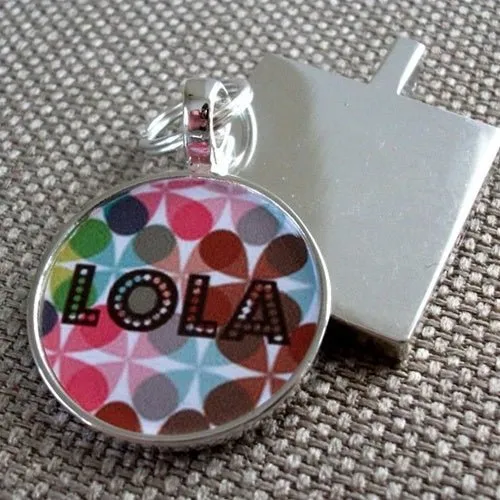 Modern Floral Custom Silver Pet ID Tag