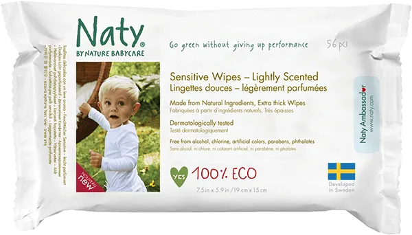 Naty, Sensitive Wipes, lightly Scented, 56 Wipes