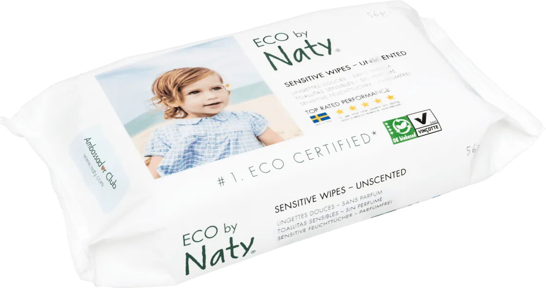 Naty, Sensitive Wipes, Unscented, 56 Wipes