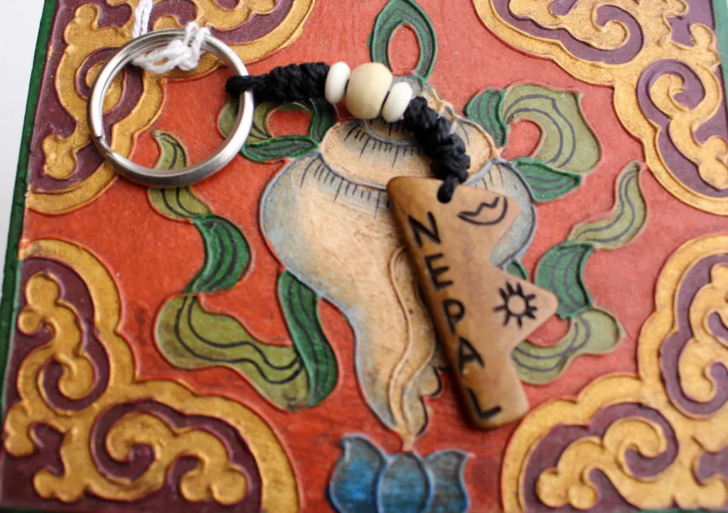 Nepal Carved Bone Keychain Handmade in Nepal