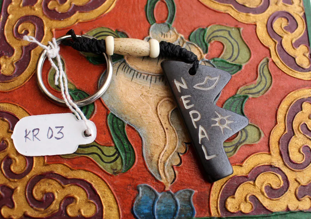 Nepal Carved Bone Keychain Handmade in Nepal