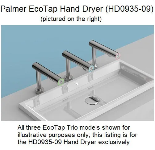 PALMER FIXTURE EcoTap HAND DRYER HD0935-09 Ultra Series - Automatic Deck-Mounted Stainless Steel Hand Dryer at Sink