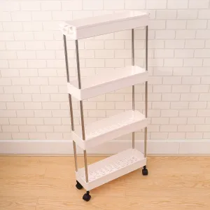 Plastic 4 layer folding trolly Storage Organizer for Kitchen Storage Rack Shelf Trolley Rack with Caster Wheels (4 LAYER)