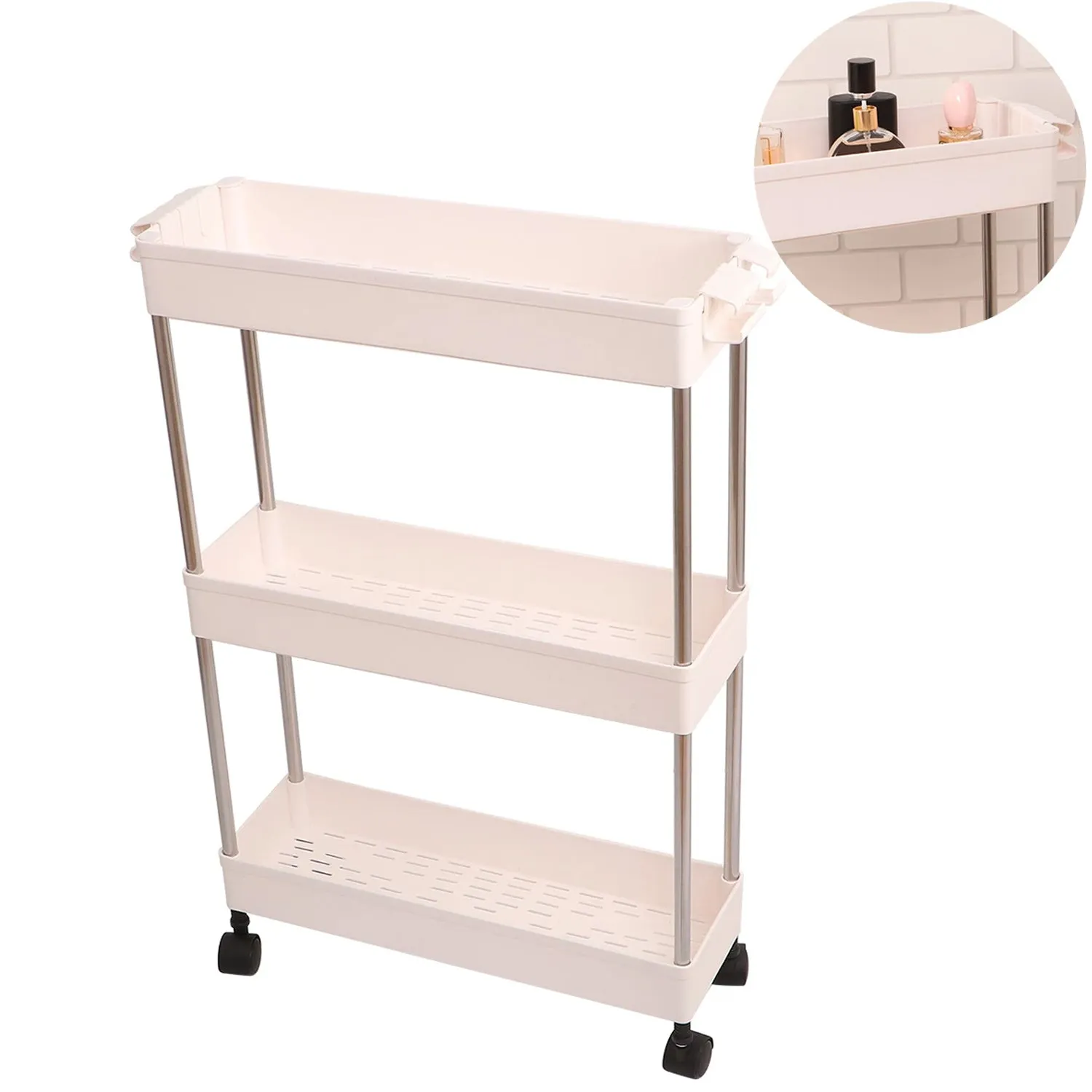 Plastic 4 layer folding trolly Storage Organizer for Kitchen Storage Rack Shelf Trolley Rack with Caster Wheels (4 LAYER)