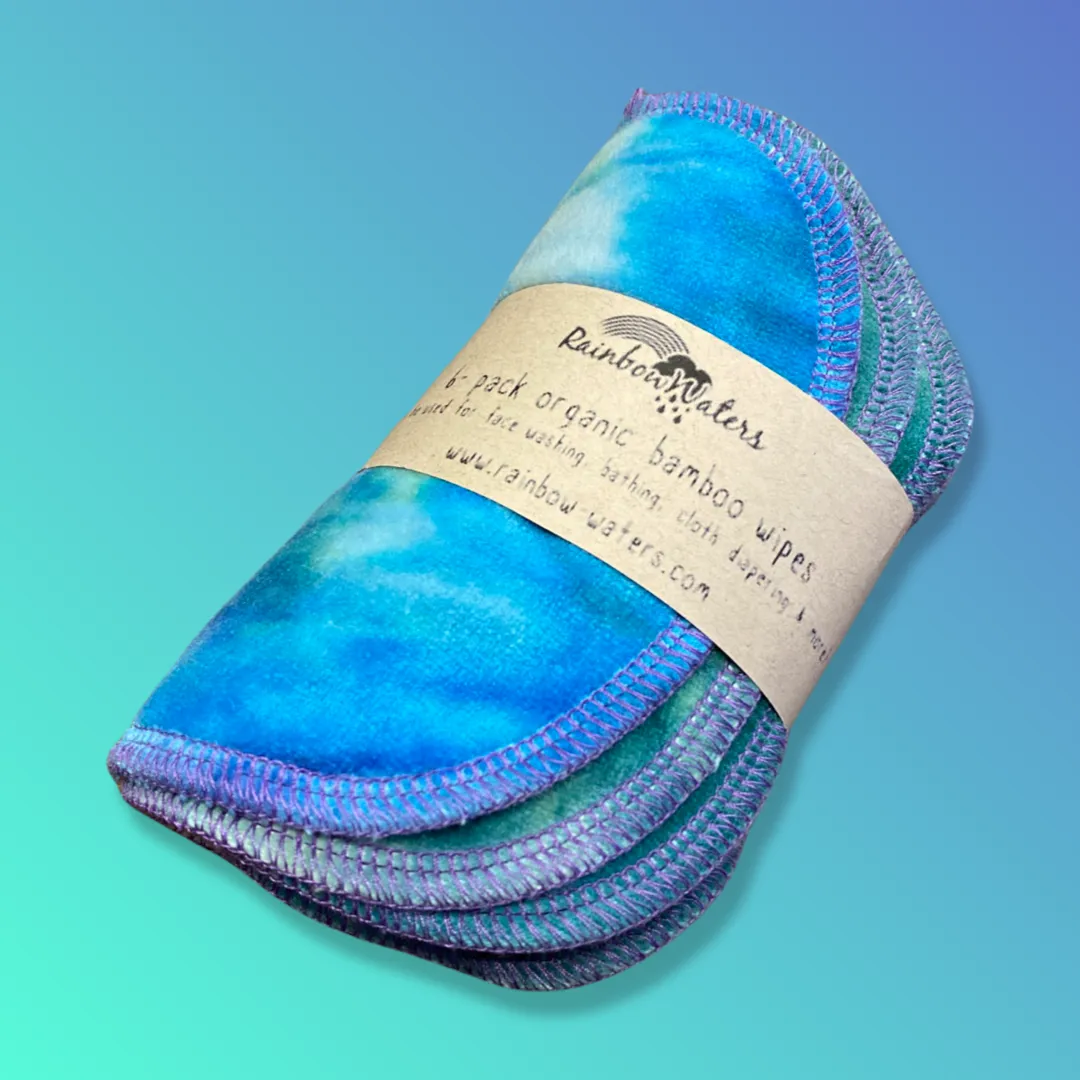 Rainbow Waters Tie Dye Organic Bamboo Wipes - Mermaid :: 6 pack