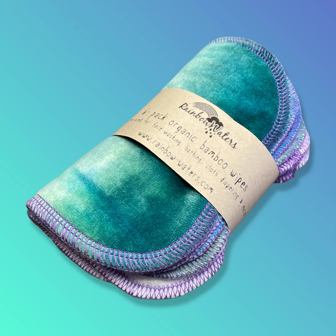 Rainbow Waters Tie Dye Organic Bamboo Wipes - Mermaid :: 6 pack