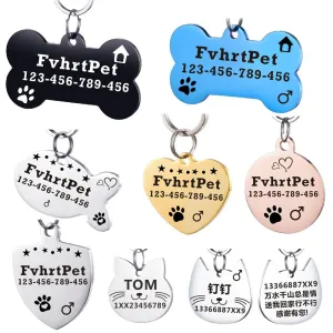 Stainless Steel  Pet Cat ID Tag Pets Cat  ID Name Tags Cat Collar Accessories With Telephone Sex And Name Tags  Free Engraved