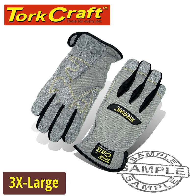 TORK CRAFT MECHANICS GLOVE 3X- LARGE SYNTHETIC LEATHER PALM SPANDEX BACK GL15